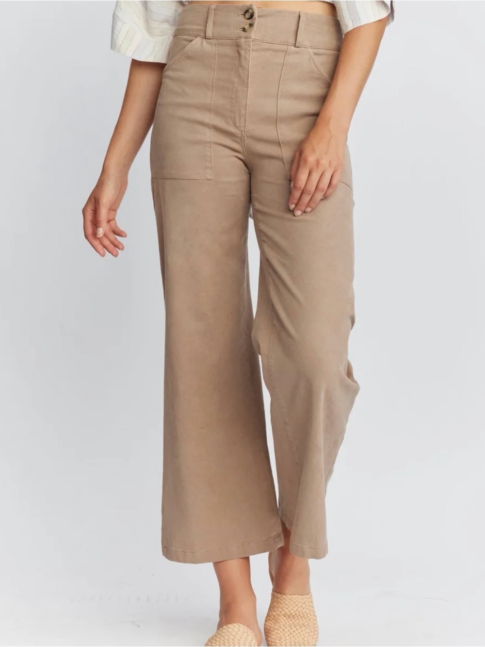 Anthropologie SELF CONTRAST Aria Pants Womens 30 Brown Wide Leg High Waist USA